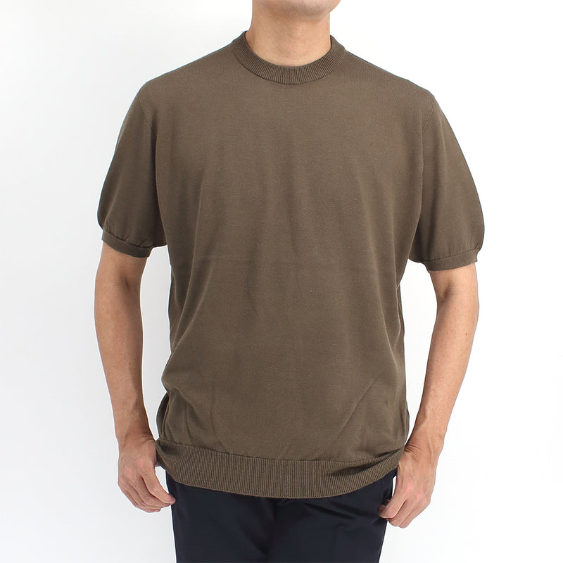 シルク100％ ホールガーメント 半袖ニットTシャツ