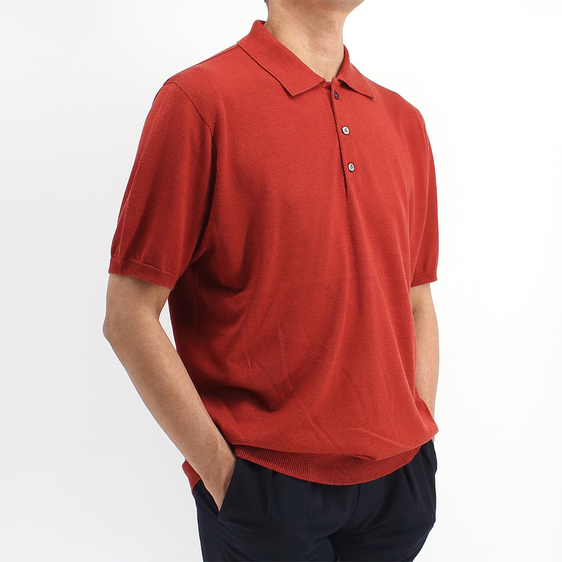 MAYUCA® Washable Silk Short Sleeve WHOLEGARMENT® Knitted Polo Shirt