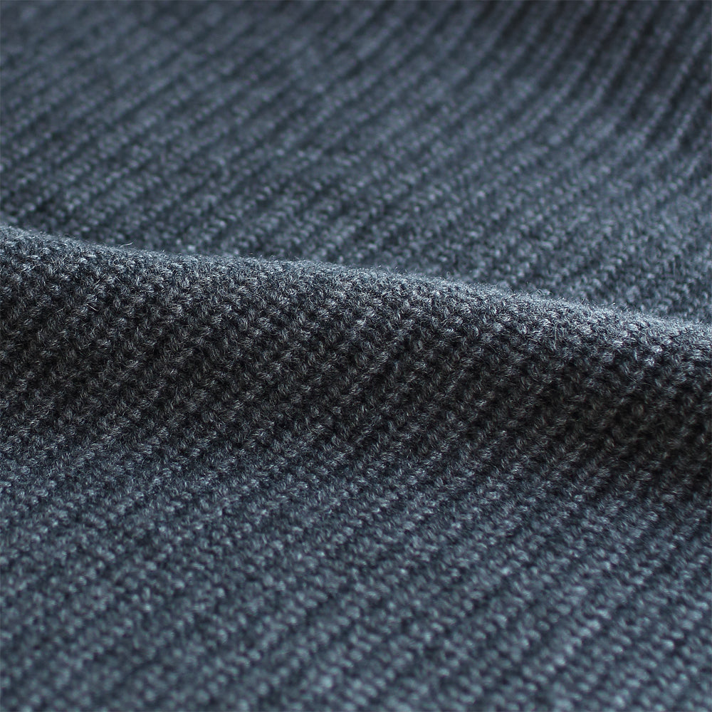 ピュアカシミヤ ホールガーメント ラグラン 畦編みクルーネックセーター