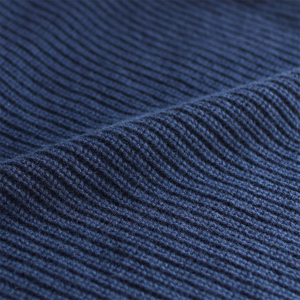 ピュアカシミヤ ホールガーメント ラグラン 畦編みクルーネックセーター