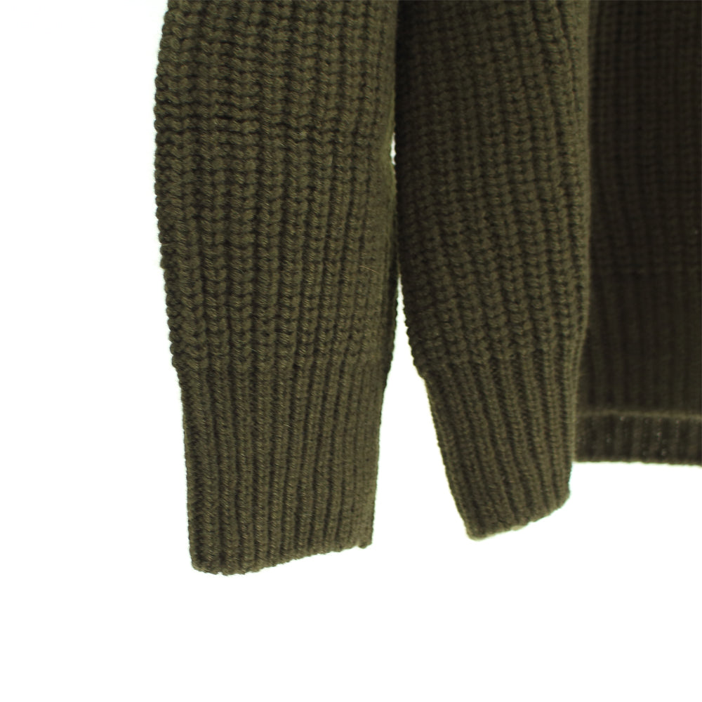 ピュアカシミヤ ホールガーメント ラグラン 畦編みクルーネックセーター