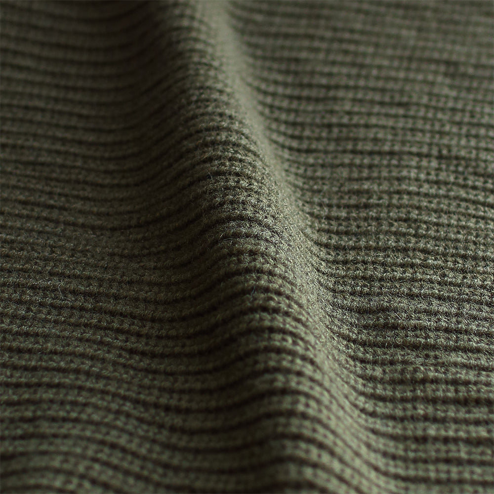 ピュアカシミヤ ホールガーメント ラグラン 畦編みクルーネックセーター