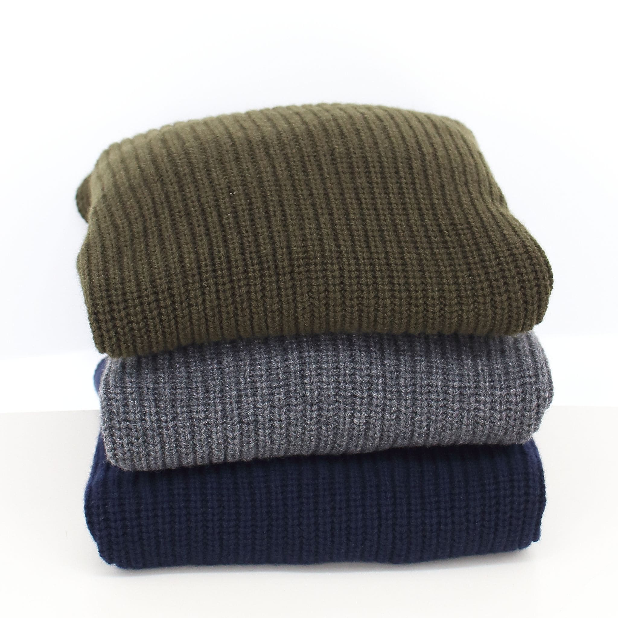 ピュアカシミヤ ホールガーメント ラグラン 畦編みクルーネックセーター