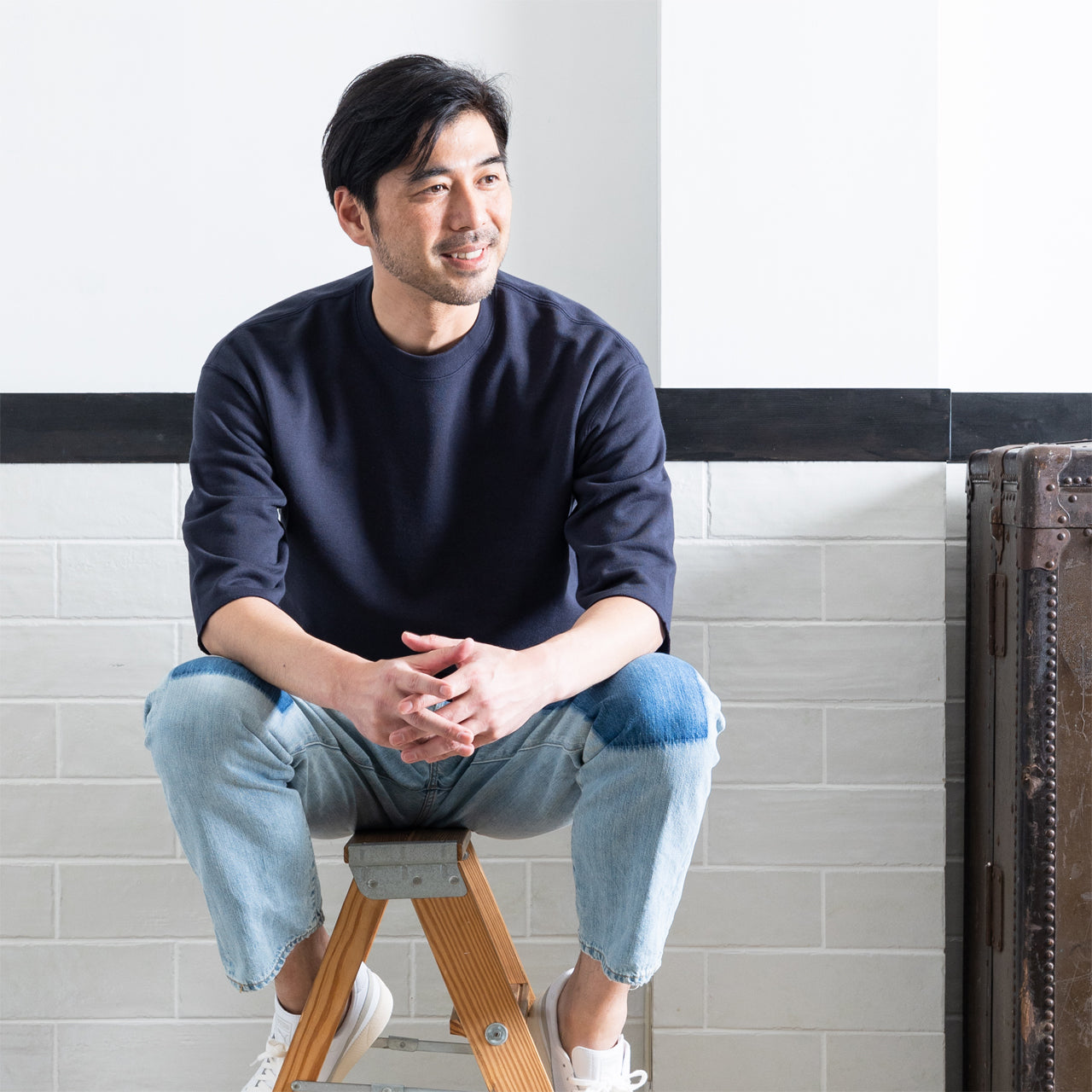 アメリカンシーアイランドコットン吊裏毛　5分袖クルーネック