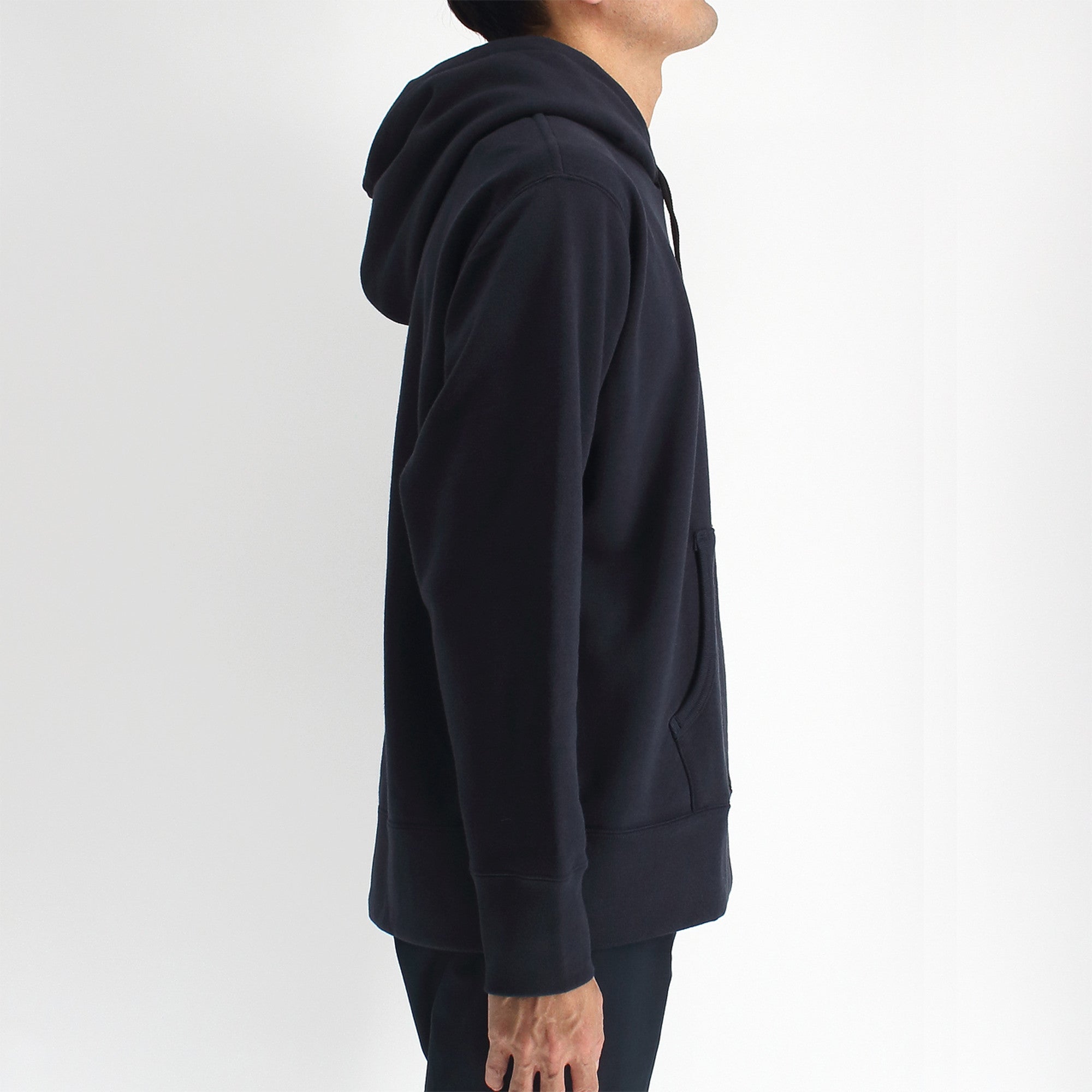 シーアイランドコットンを使用した吊裏毛のフーディーパーカー