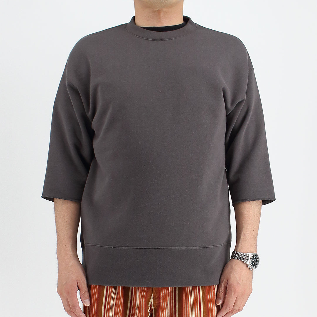 シーアイランドコットン 吊り裏毛 クルーネックスウェット（5分袖）