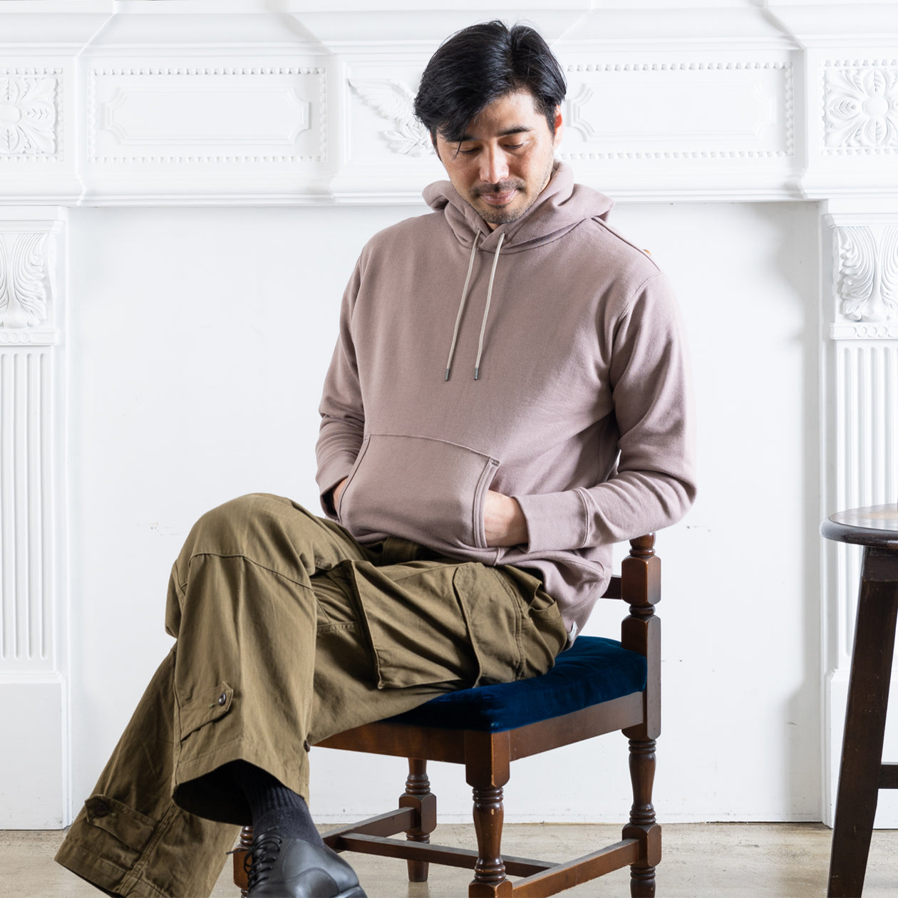 シーアイランドコットンを使用した吊裏毛のフーディーパーカー