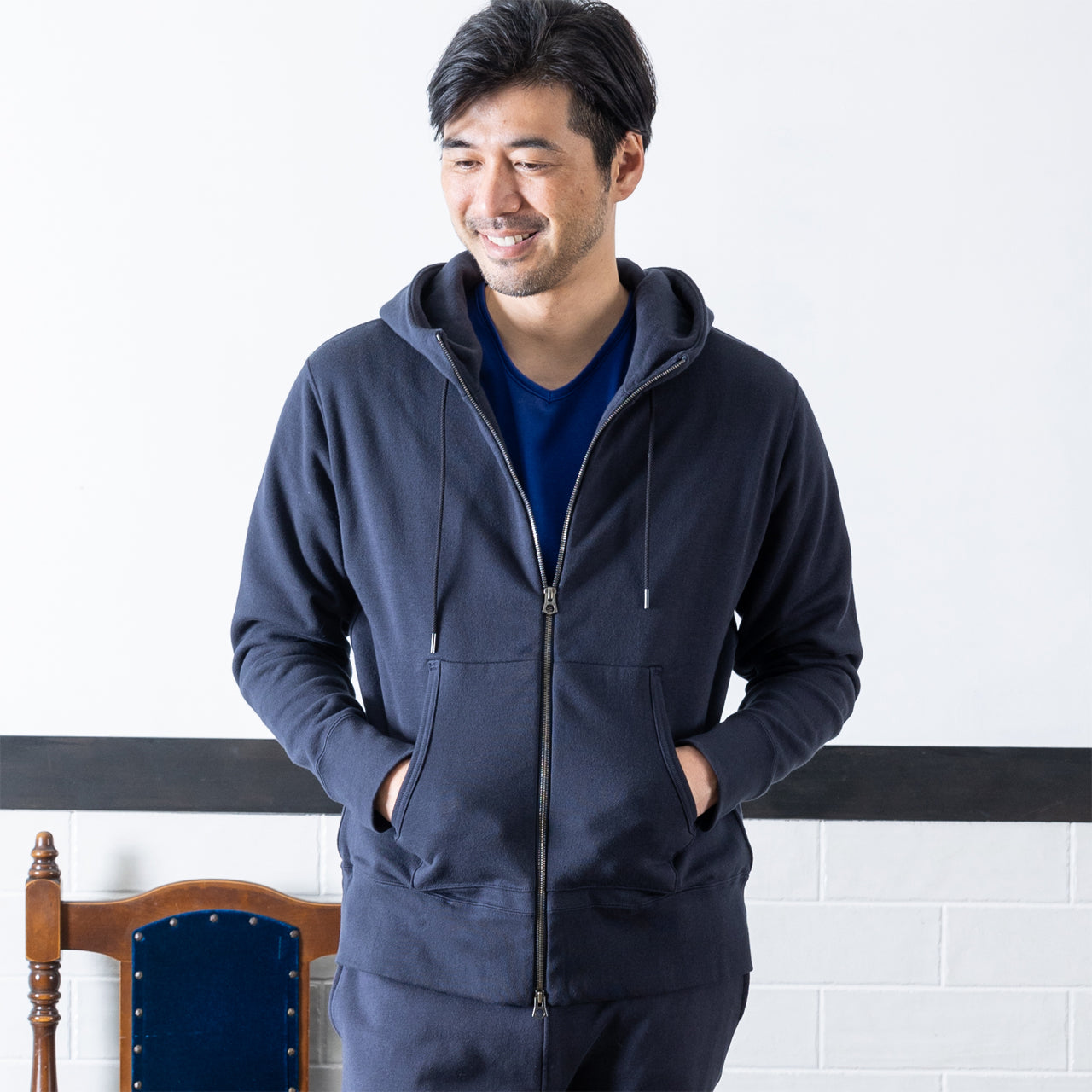 シーアイランドコットン 吊り裏毛 ジップパーカー