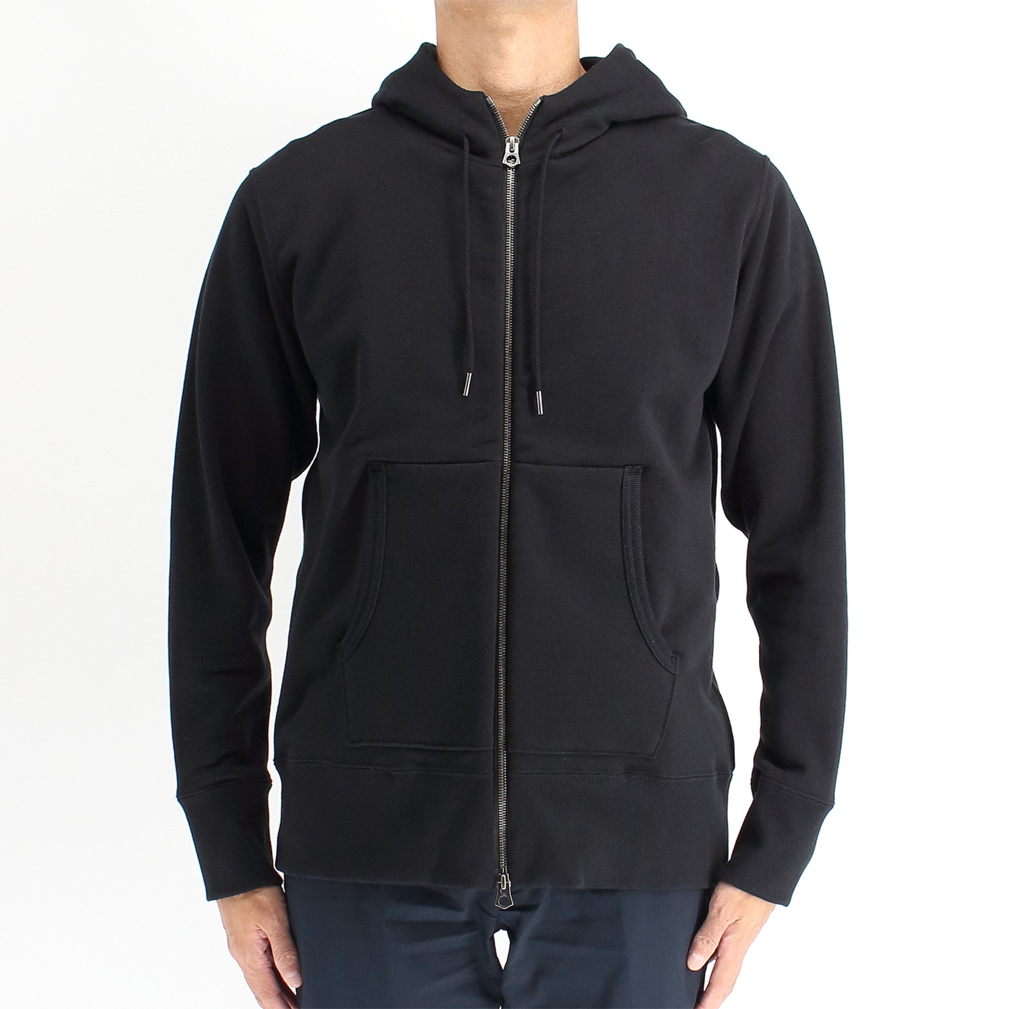 シーアイランドコットンを使用した吊裏毛のジップアップパーカー