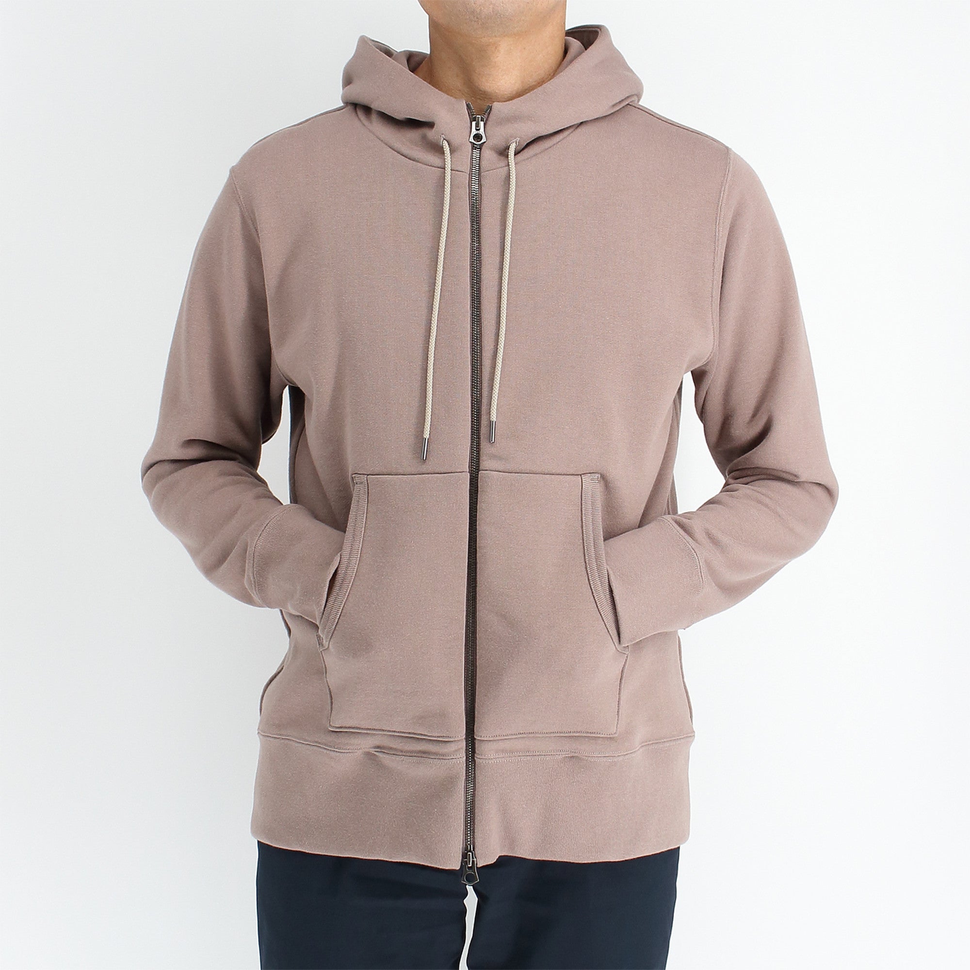 シーアイランドコットンを使用した吊裏毛のジップアップパーカー